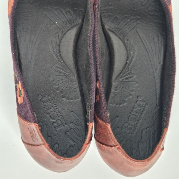 Born GABRIELLE‎ Ballerina Embroidered Flats size 6 Leather and Cloth Floral - Picture 7 of 9